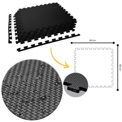 10mm Jigsaw Mat, Black - T model (Pack of 4 units)