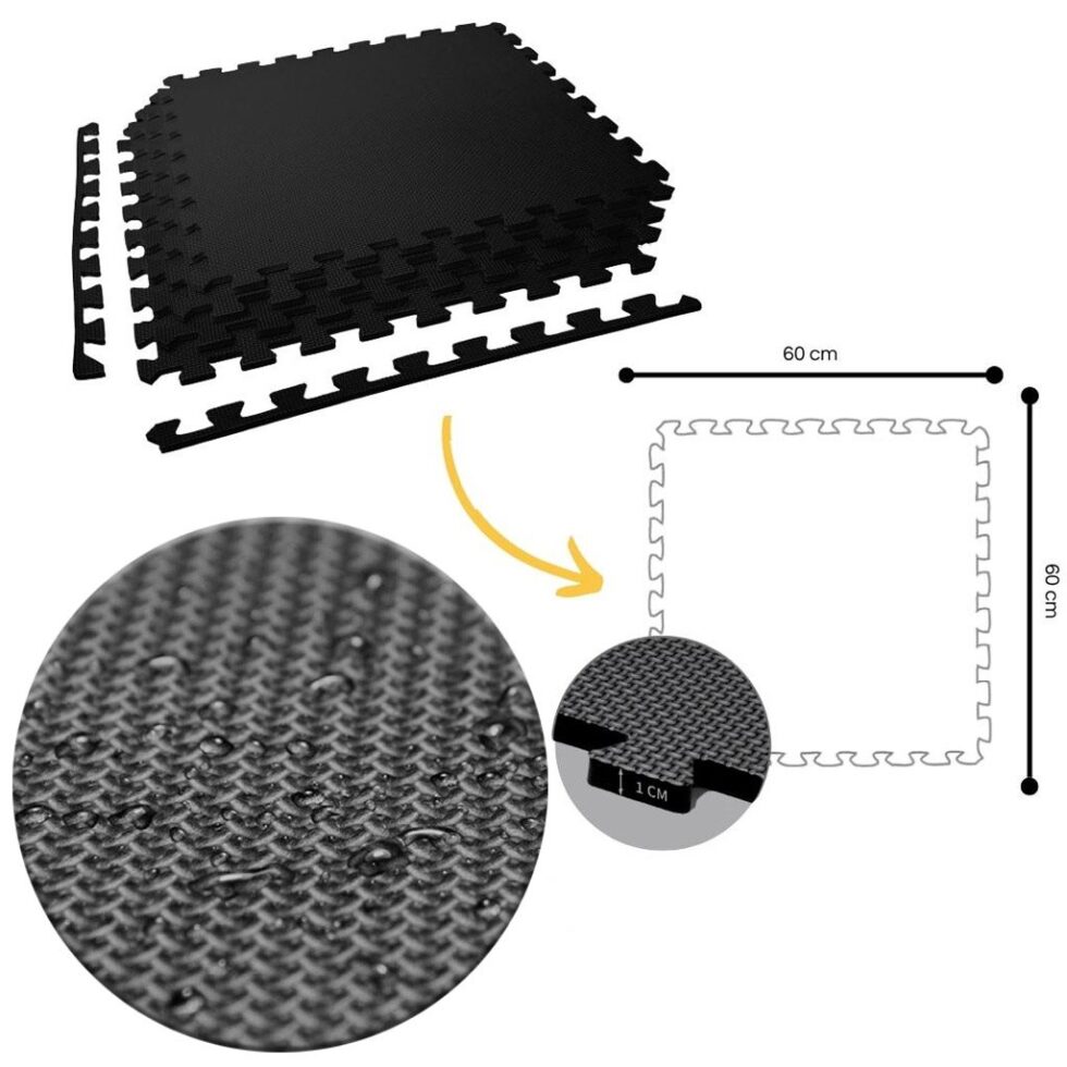 10mm Jigsaw Mat, Black - T model (Pack of 4 units)