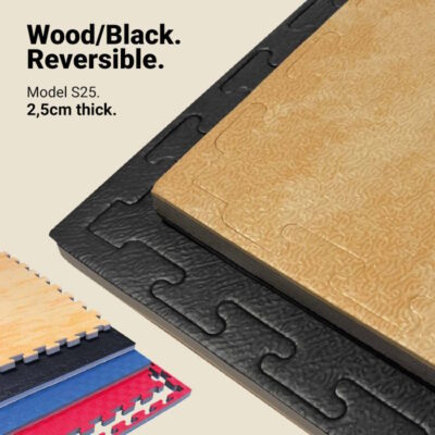 25mm Reversible Jigsaw Mat, Reversible Wood/Black - Ultra Density | Reversible Color
